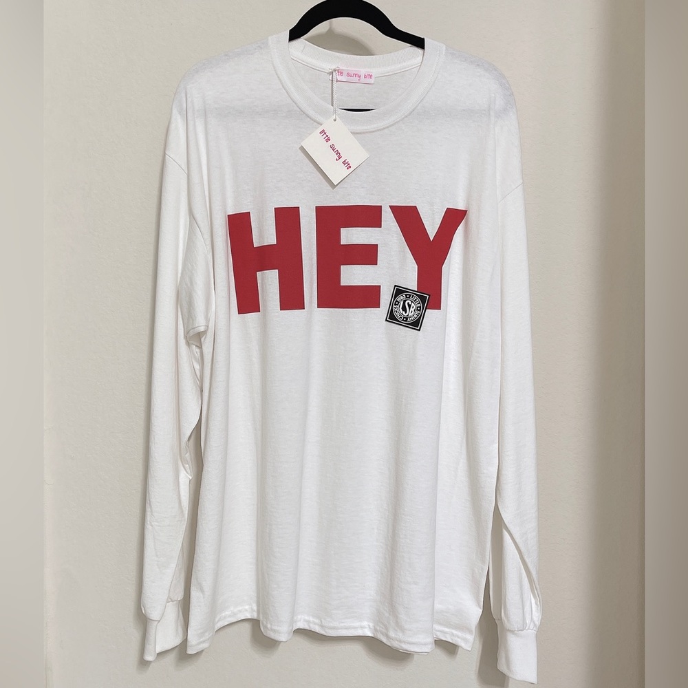 NWT Lazy Oaf Little Sunny Bite long sleeve tee sweatshirt Hey Yo